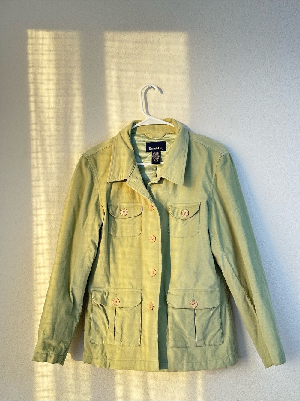 Denim&Co Light Green Corduroy Jacket